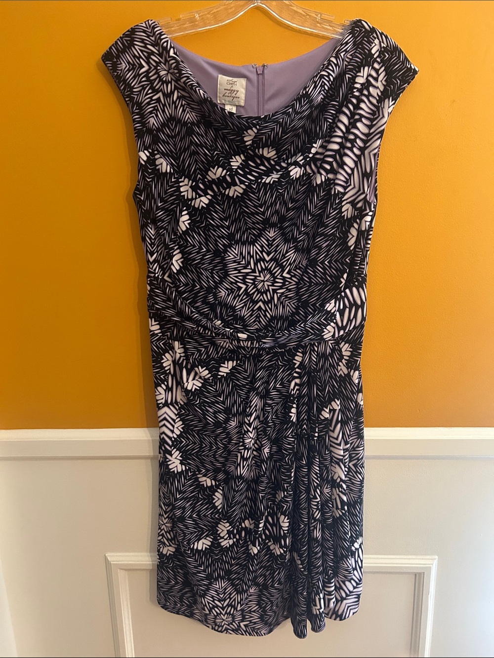 Suzi Chin for Maggie Dress Purple&Navy Geo Floral Design